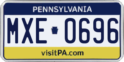 PA license plate MXE0696