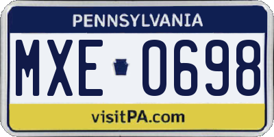 PA license plate MXE0698