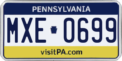 PA license plate MXE0699