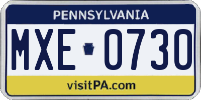 PA license plate MXE0730