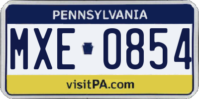 PA license plate MXE0854