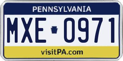 PA license plate MXE0971