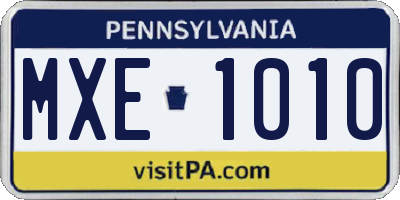 PA license plate MXE1010