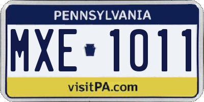 PA license plate MXE1011