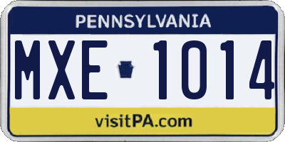 PA license plate MXE1014