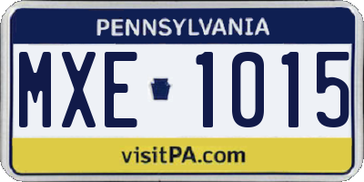 PA license plate MXE1015