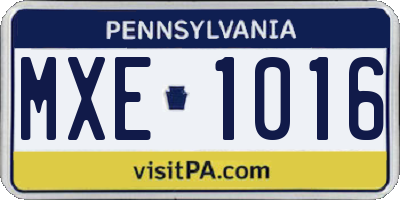 PA license plate MXE1016