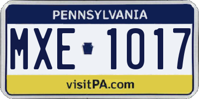 PA license plate MXE1017