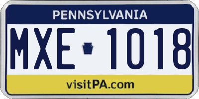 PA license plate MXE1018