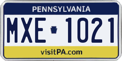 PA license plate MXE1021