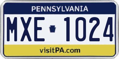 PA license plate MXE1024