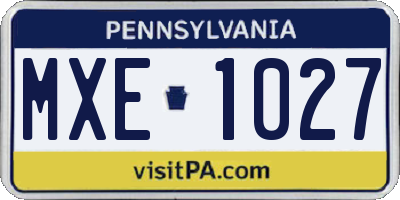 PA license plate MXE1027