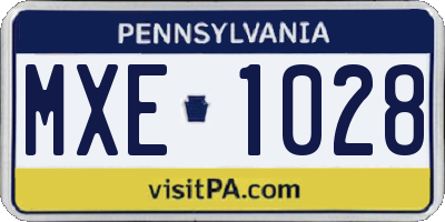 PA license plate MXE1028