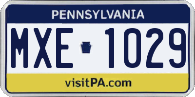 PA license plate MXE1029
