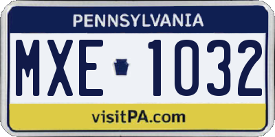 PA license plate MXE1032