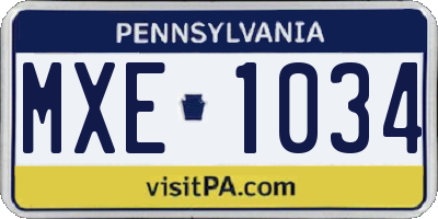 PA license plate MXE1034