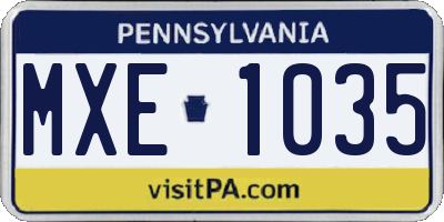 PA license plate MXE1035