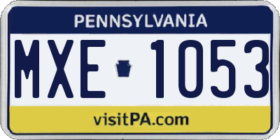 PA license plate MXE1053
