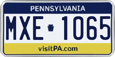 PA license plate MXE1065