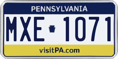 PA license plate MXE1071