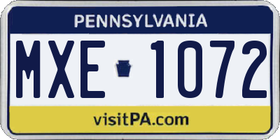 PA license plate MXE1072