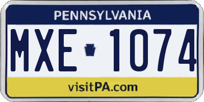 PA license plate MXE1074