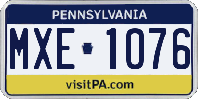 PA license plate MXE1076