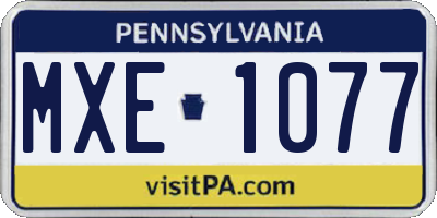 PA license plate MXE1077