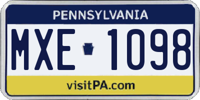 PA license plate MXE1098