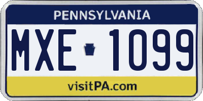 PA license plate MXE1099