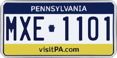 PA license plate MXE1101