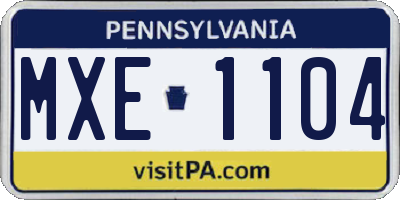 PA license plate MXE1104