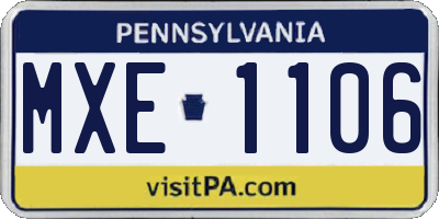 PA license plate MXE1106