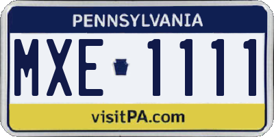 PA license plate MXE1111
