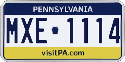 PA license plate MXE1114