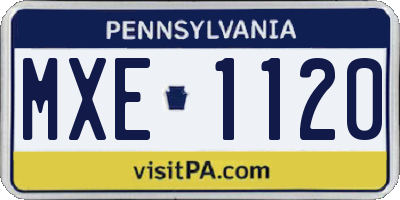 PA license plate MXE1120