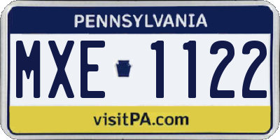 PA license plate MXE1122