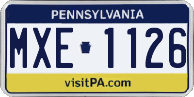 PA license plate MXE1126