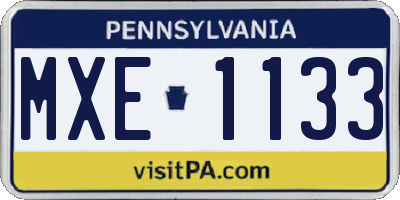 PA license plate MXE1133