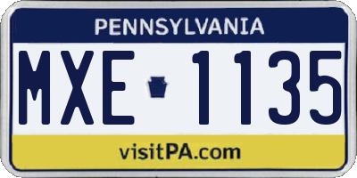 PA license plate MXE1135
