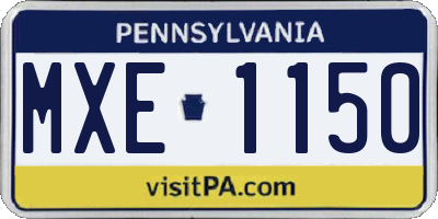 PA license plate MXE1150