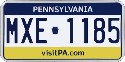 PA license plate MXE1185