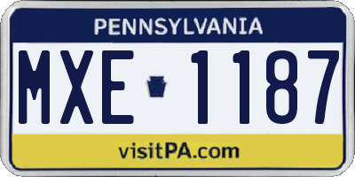 PA license plate MXE1187
