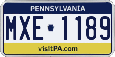 PA license plate MXE1189
