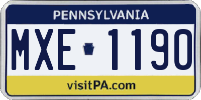 PA license plate MXE1190