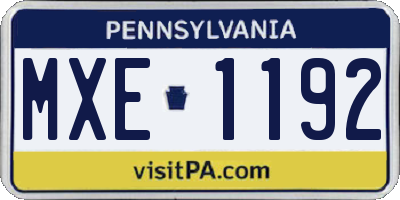 PA license plate MXE1192