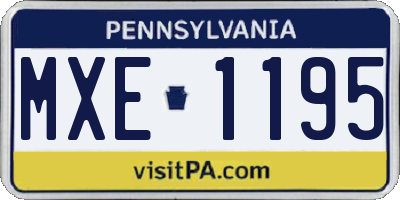 PA license plate MXE1195