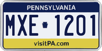 PA license plate MXE1201