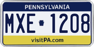 PA license plate MXE1208