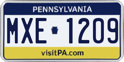 PA license plate MXE1209
